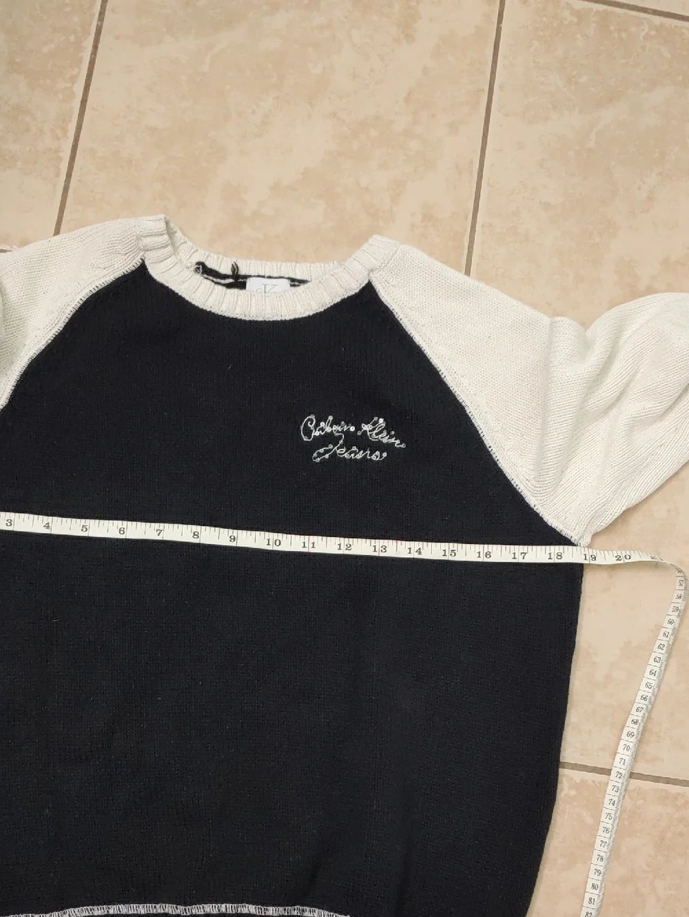 Vintage 90s Calvin Klein Sweater Two Tone Sequin Embroidery Women's Size L